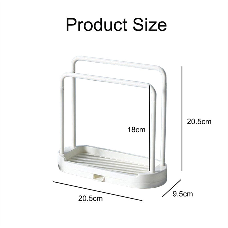 Kitchen Drain Rack Tray for Sponge Dishcloth Brush Storage-White