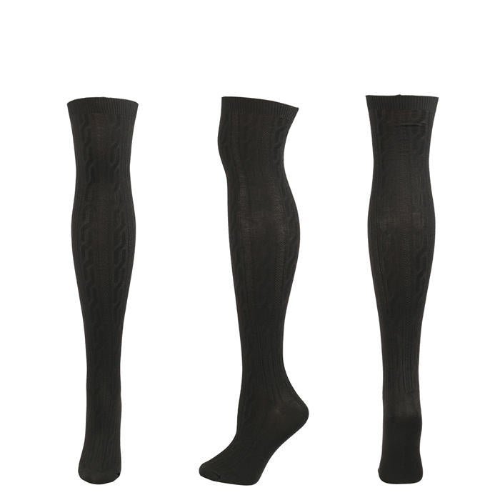 2Packs Women Extra Long High Socks Knit Warmers Thick Tall Long Boot Stockings Leg-BlackNavy
