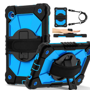 Rugged Tablet Case with Stand and Shoulder Strap for Samsung Galaxy A9-BlackBlue