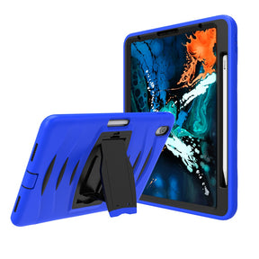 Shock Wave Kickstand Case Anti-Fall Protection With Pencil Holder For iPad Pro12.9 (2018)-Blue