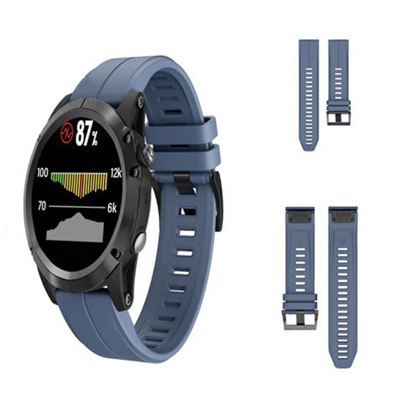 22mm 26mm Sport Silicone Watchband For Garmin Fenix  5Plus/5X Plus Easy Fit Quick Release Starp Black Steel Buckle-Rock Cyan