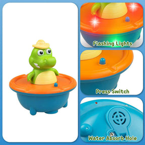 Baby Bath Toys Fountain Crocodile with 5 Modes Water Spray Light Up for Ages 1-8