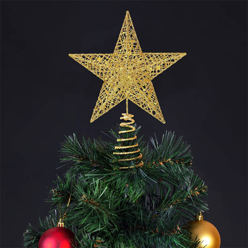 Star Light with 20 LED for Christmas Tree Topper Decoration-Gold