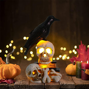 Halloween Realistic Crow Skull Lamp for Party Decor