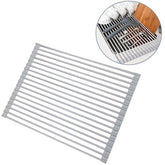 Over The Sink Multipurpose Roll-Up Dish Drying Rack 43*33CM-Gray