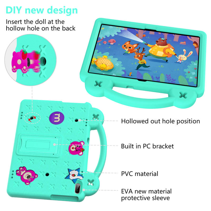 Strawberry Tablet Case with Handle Shoulder Strap for Huawei MediaPad T5 10.1 inch Tab P10-MintGreen