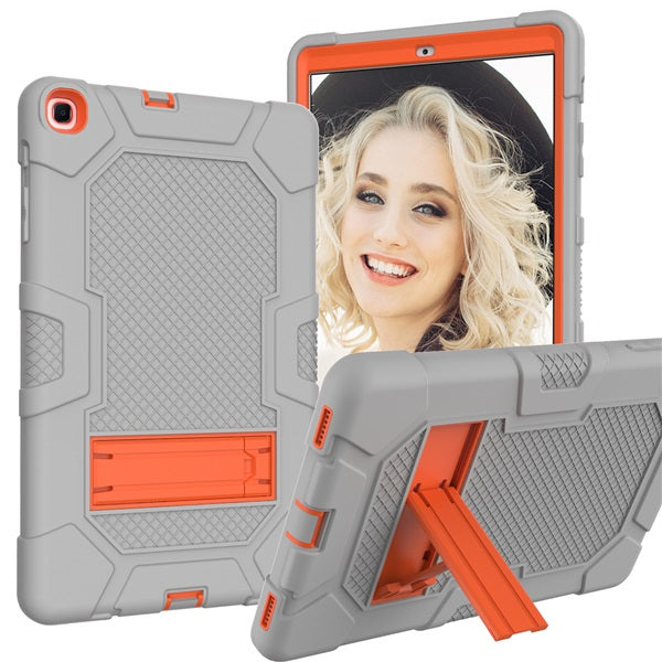 B3 Robot Tablet Case Silicone Shockproof Protective Stand Cover For Samsung Galaxy Tab A 10.1 T515/T510£¨2019)-Gray&Orange