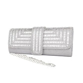 Womens Rhinestone Clutch Purses Evening Bags Sparkling Gliter with Chain-Silver