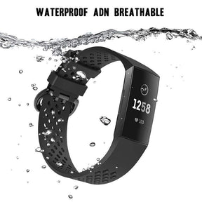Watch Band for Fitbit Charge 3 Waterproof Band with Breathable Holes for Women Men-Tiffany Blue