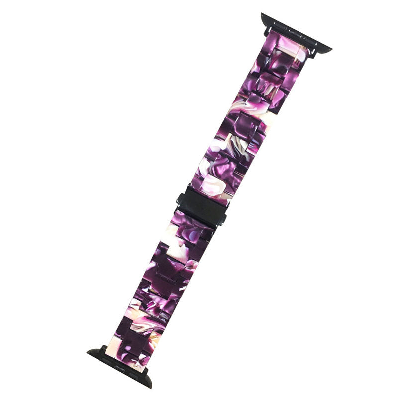 Fashion Resin iWatch Band with Stainless Steel Buckle for iWatch Series SE/6/5/4/3/2/1-FlashPurple