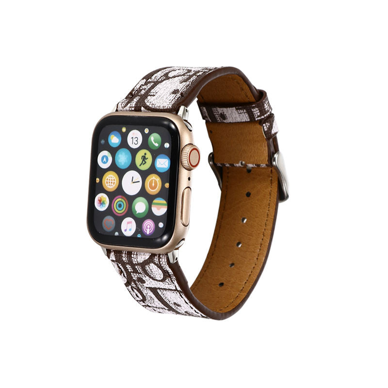 Leather Watch Band Fashion Printing Strap for iWatch Series 6/5/4/3/2/1/SE-05