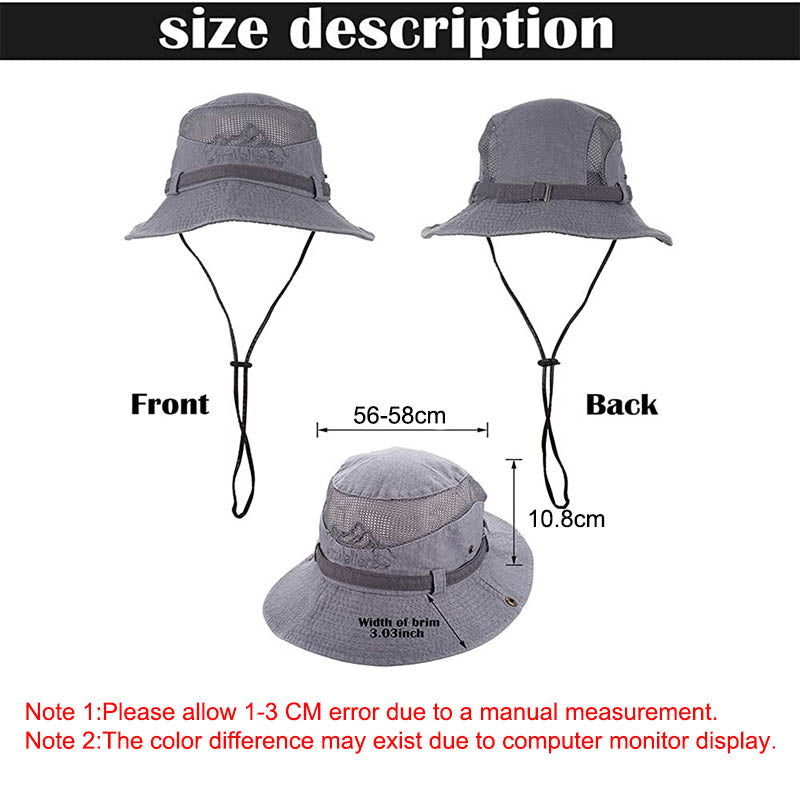Sun Hat Wide Brim Fisherman Hat Safari Boonie Hat-Grey
