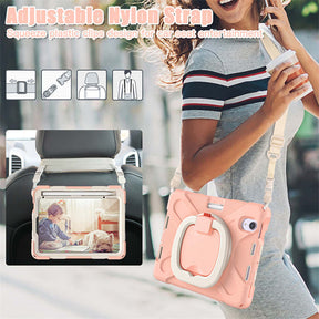 OnePieceB iPad Case For iPad Mini 6 Rugged Shockproof Case With Holder and Shoulder Strap-RoseGold