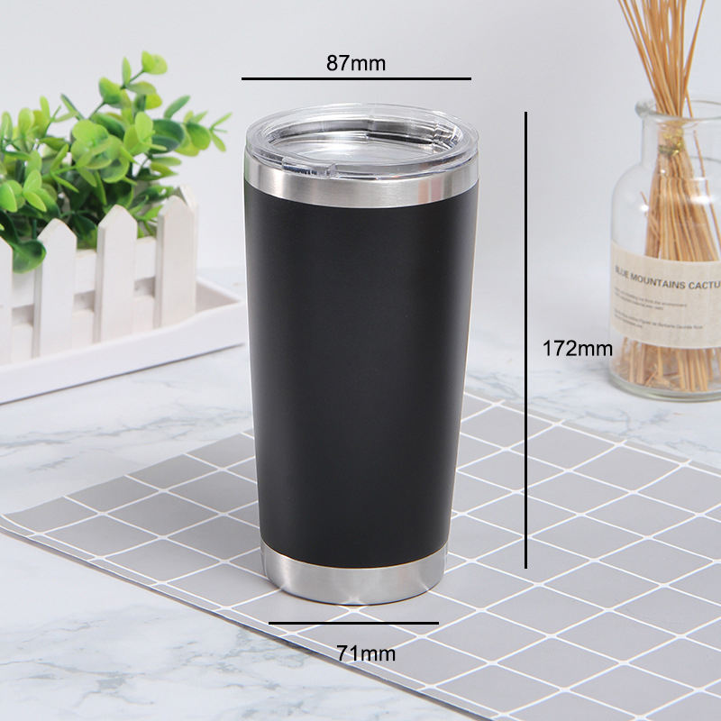 20oz Stainless Steel Insulated Coffee Tumbler with Lid for Hot Cold Drinks-Black