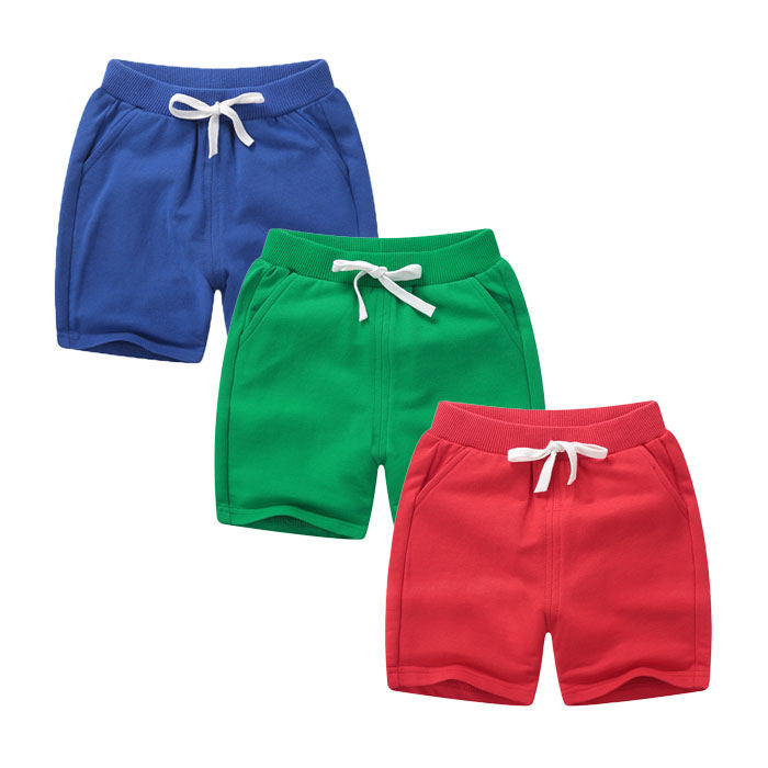 Kids 3 Pack 100% Cotton Sport Jogger Shorts Casual Elastic Pants-D