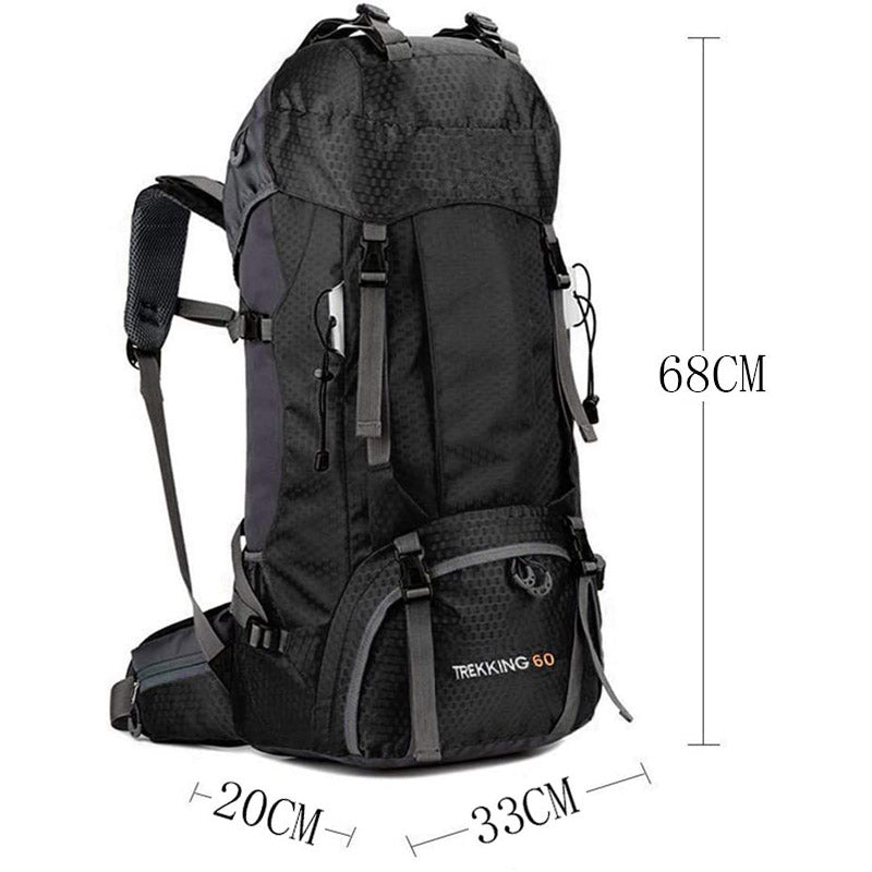 60L Waterproof Lightweight Hiking Backpack with Rain Cover for Climbing Camping-Black