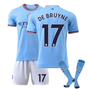 DE BRUYNE #17 Manchester City F.C Home Jersey 22/23 Soccer Jersey Set For Adult Kids