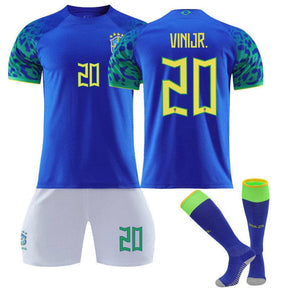 VINIJR #20 Brazil Away Jersey 2022/23 Soccer Jersey Kit Football T-shirt Set For Adult Kids