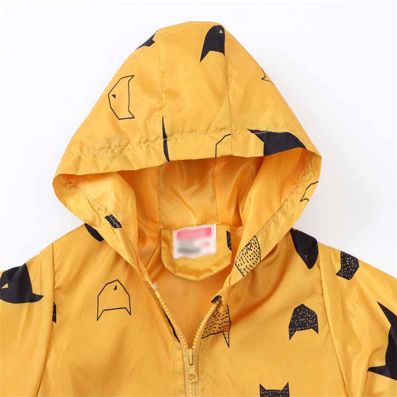 Toddler Boys Girls Cartoon Print Zip Jacket Hooded Trench Kids Casual Coats-40