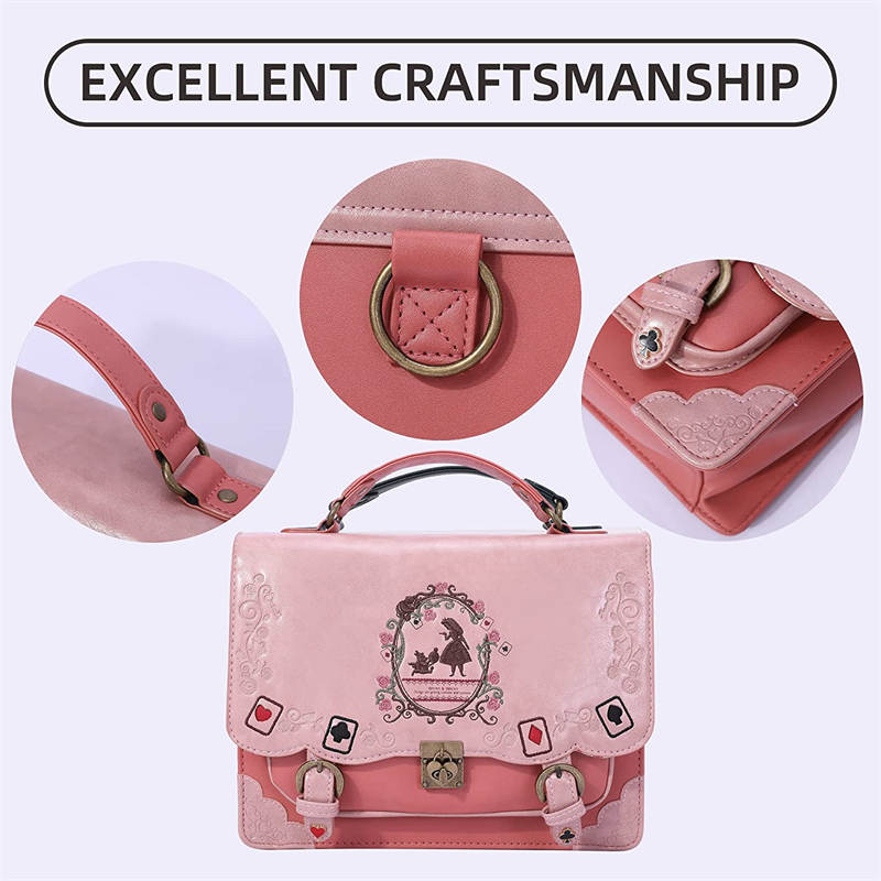 Women Vintage Messenger Bag Lolita Cute Handbags for Girls-Pink