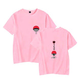 Mens Tops Japanese Anime Naruto Same Style Trend Short Sleeved T-shirt-E Pink