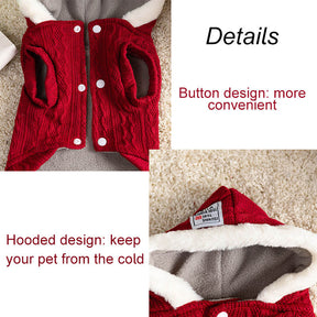 Cat Sweater with Hats Dog Hoodies Puppy Winter Coat Cold Weather Clothes-Red