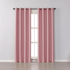 2 Panels Solid Color Blackout Curtains for Living Room-Pink