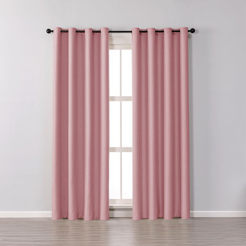 2 Panels Solid Color Blackout Curtains for Living Room-Pink