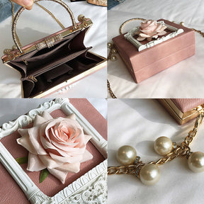 Womens Embossed Clutch Evening Bag Bowknot Snaps Crossbody Purse-Pink