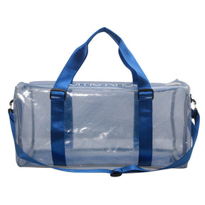 Clear PVC Tote Bag Waterproof Large Capacity Bag for Sports Gym Swim-Blue