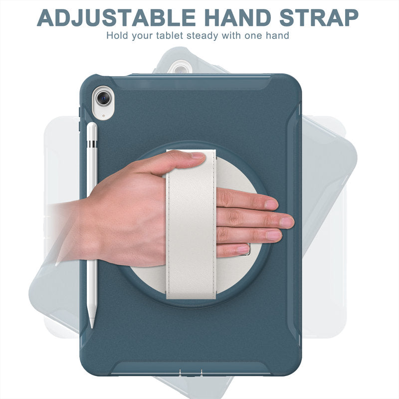 Tablet Case For iPad 10th with 360¡ã Kickstand/Hand Strap Shockproof-Blue2