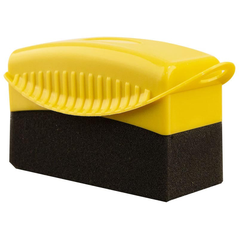 Car Tire Wipe Square Sponge with Lid Car Cleaning Tool-Yellow