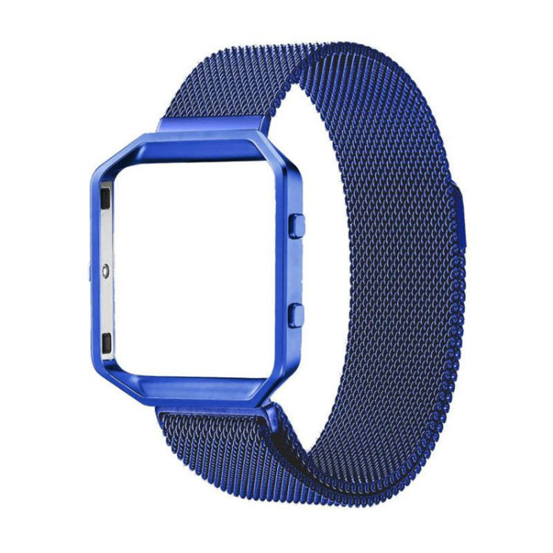 Stainless Steel Bracelet Replacement Strap Without Metal Frame For Fitbit Blaze-Blue