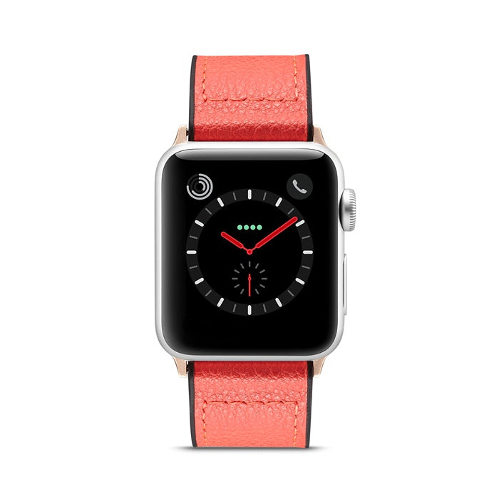 Silicone+Leather Watch Strap For Apple iWatch-Red