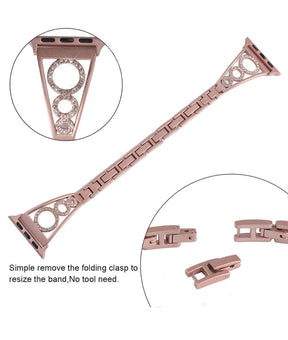 HL Stainless Steel Watch Band Adjustable Wristbands for Apple IWatch Series SE/1/2/3/4/5/6 For Women-Rose Pink