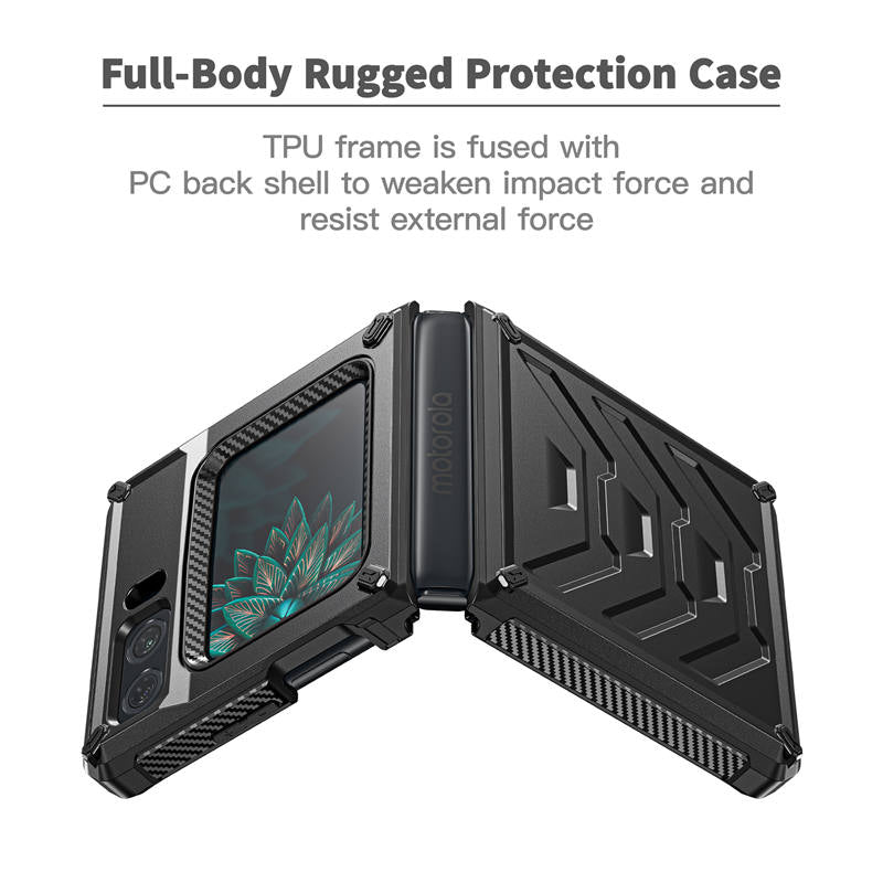 Armorer Full-Body Rugged Protection Case for Moto RAZR 5G Flip Phone 2022-Black