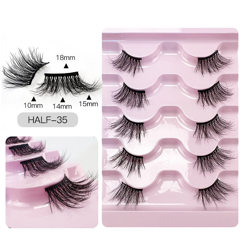 Half Lashes Natural Looking Cat Eye Fluffy 3D Curly False Eyelashes-35