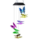 Colorful Solar Wind Chimes Gardening Gift for Mother And Grandma Christmas Decoration-ClearButterfly