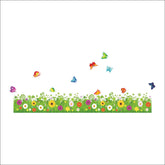 Removable Beautiful Green Sunflower Flowers Grass with Butterfly Home Art Decor Wall Stickers