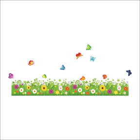 Removable Beautiful Green Sunflower Flowers Grass with Butterfly Home Art Decor Wall Stickers