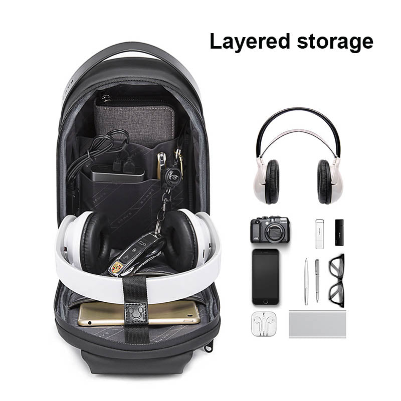 Outdoor Crossbody Sling Bags with USB Port  for Womens Mens-Black