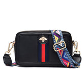 Bee Crossbody Purse for Women Colorful Woven Shoulder Straps Handbag-Black