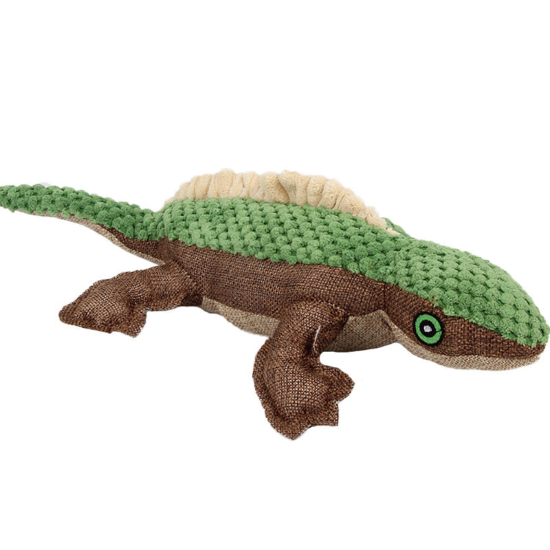 27cm Durable Dog Lizard Toys for Aggressive Chewers Pet Squeaky Plush Toys-Green