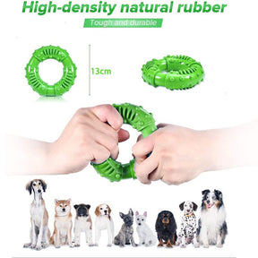 Dog Chew Toys Circle Non-Toxic Natural Rubber Durable Puppy Molar Toy-Green