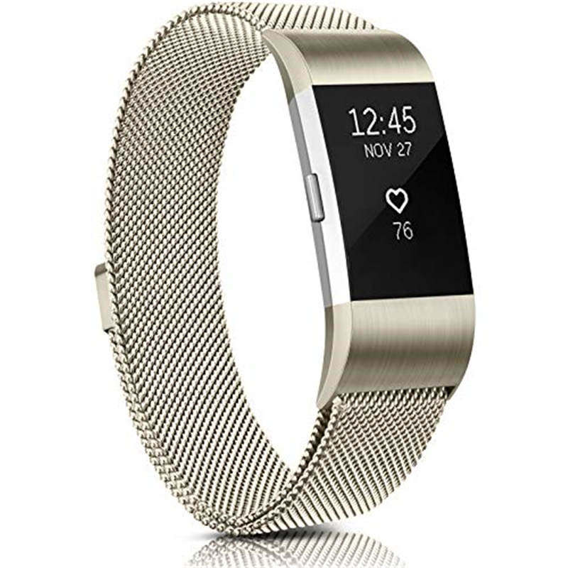 Stainless Steel Magnetic Strap For Fitbit Charge 2 Replacement Bracelets Milanese-Champagne