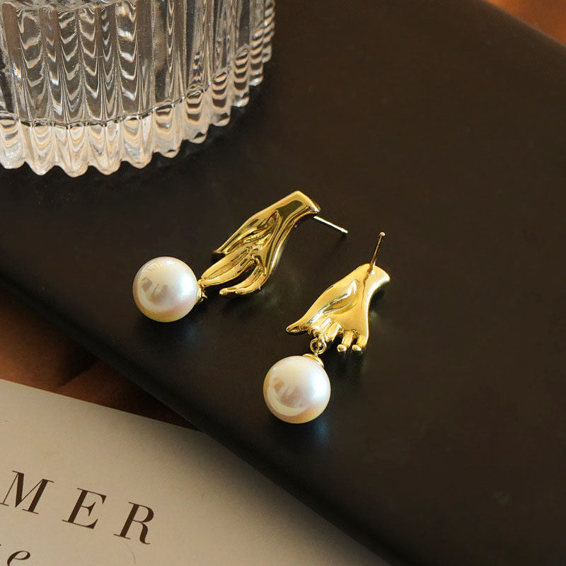 Goldfinger Pearl Drop Earrings Fashion Stud for Women