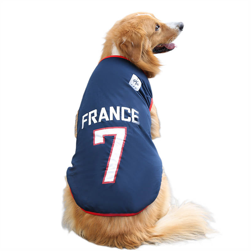 Dog Mesh Vest World Cup Jersey Basketball Clothes NavyBlue #7 France