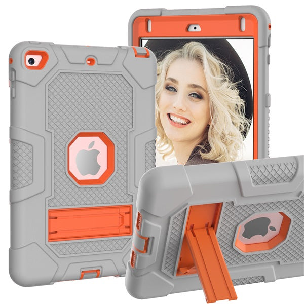 B3 Robot iPad Case Silicone Shockproof Protective Stand Cover For 7.9inch iPad Mini 4/5-Gray&Orange