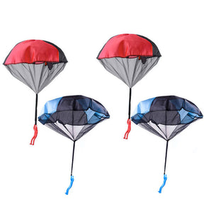 Parachute Toy 4 Pieces Set Free Throwing Outdoor Childrens Flying Toys-BlueRed