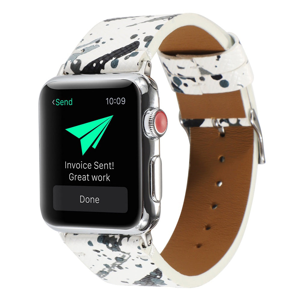 Graffiti Painted PU Leather Watch Band Microfiber Design For Apple Watch SE/6/5/4/3/2/1(Graffiti1)